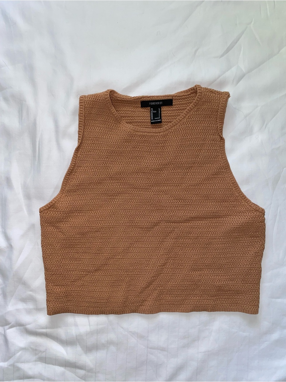 Forever 21 Cropped Knit Tank Top in Tan